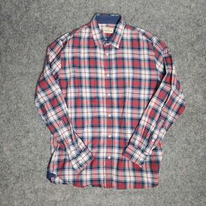 Marine Layer Flannel‎ Shirt Men L Multicolor Scotch Plaid Long Sleeve Button Up